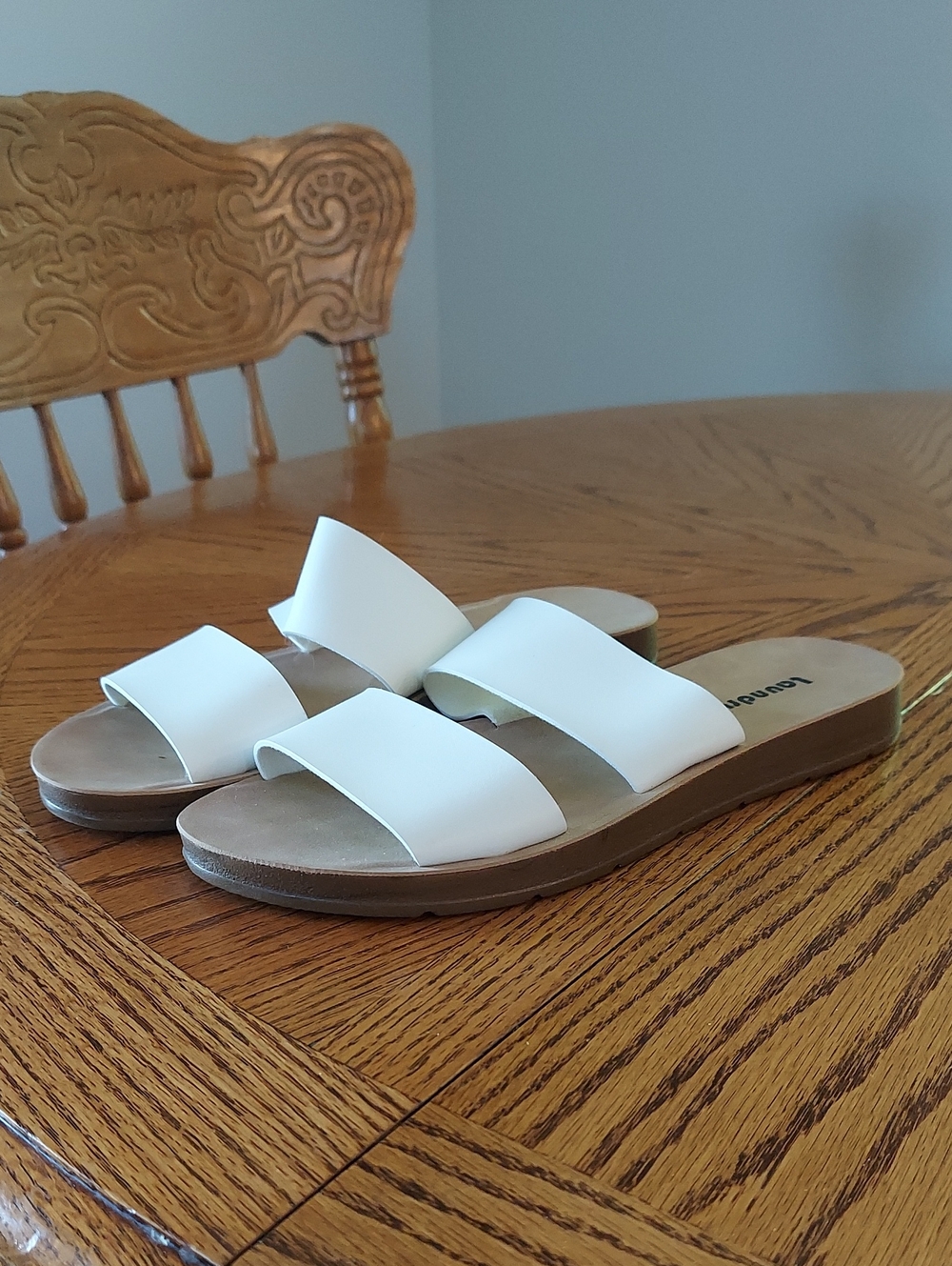 Laundry List White Double-Strap Slide Sandals - Women